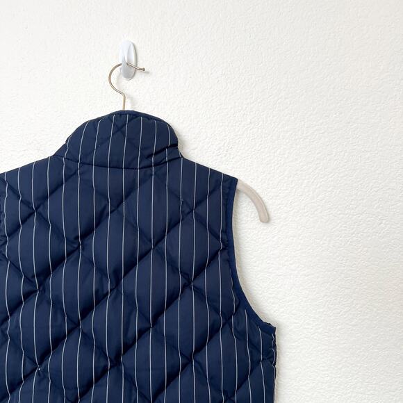 [J. Crew] Navy Blue Excursion Vest Striped Quilted Down Filled Puffer Vest Sz XS - Picture 4 of 10
